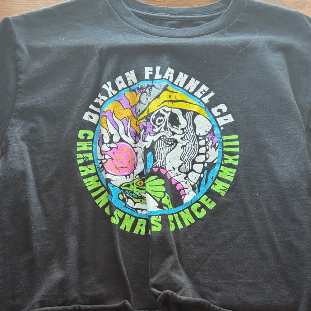 DIXXON Black Crop Top with Colorful Graphic